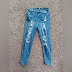 Fashion Nova distressed skinny